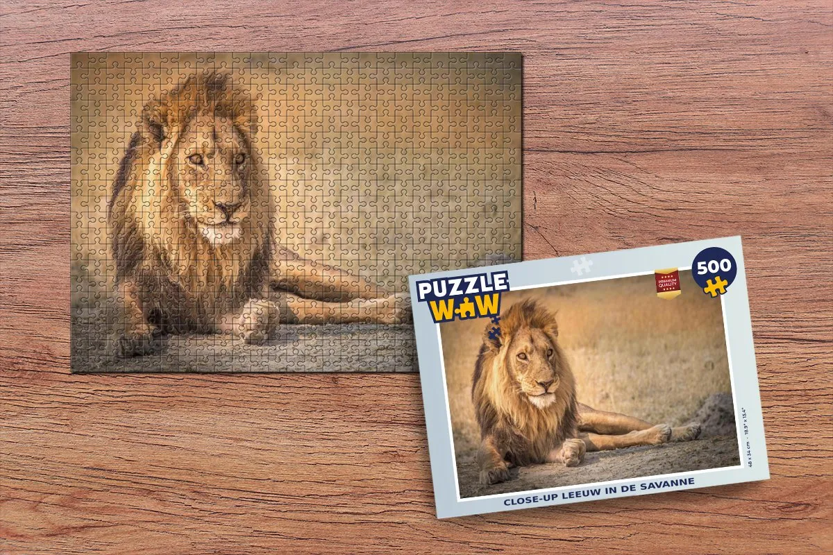 PuzzleWow Leeuw Close Up Savanne Legpuzzel 500 Stuks - Multicolor