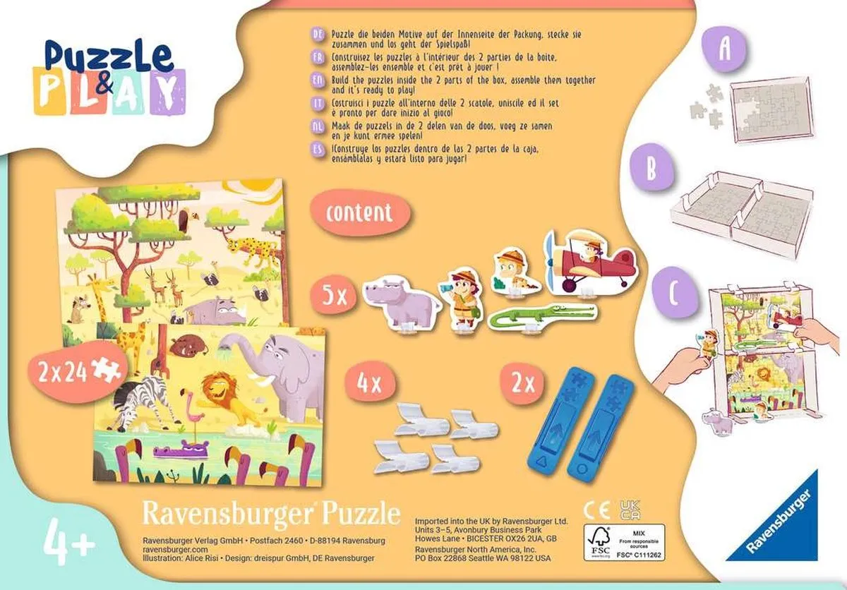Ravensburger Puzzle & Play Safari Legpuzzel 48 Stuks - Multicolor - afbeelding 6 van 6
