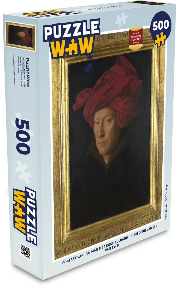 PuzzleWow Jan van Eyck Portret Legpuzzel 500 Stuks - Multicolor