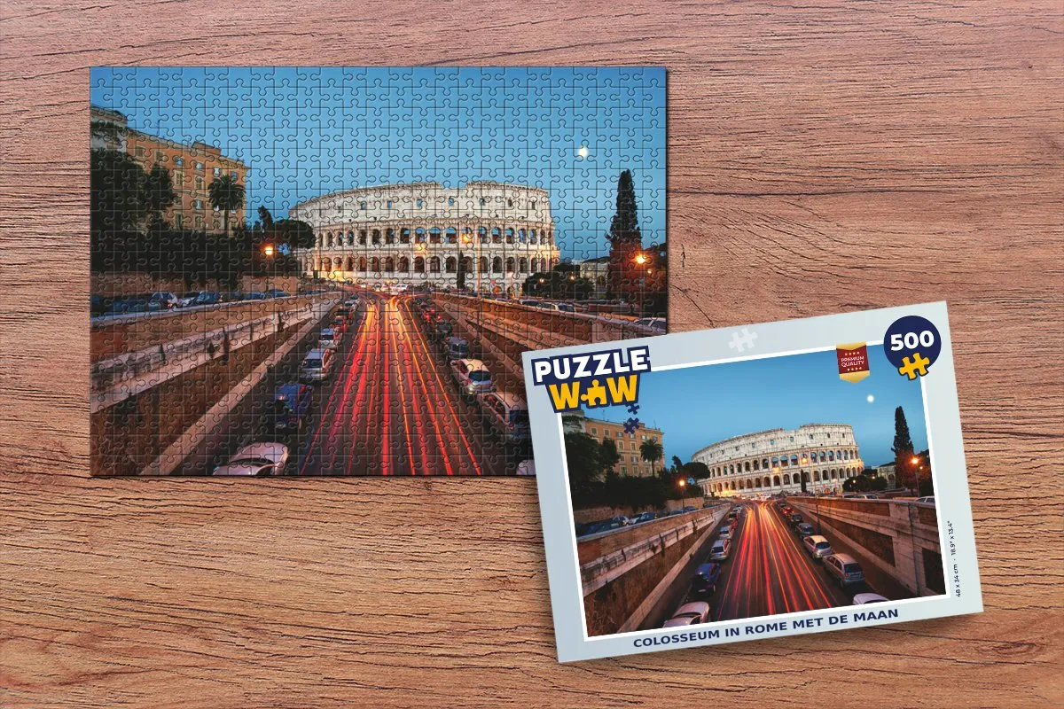 PuzzleWow Rome Maan Colosseum Legpuzzel 500 Stuks - Multicolor