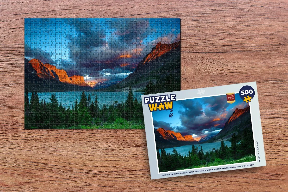 PuzzleWow Legpuzzel Glacier Nationaal Park 500 Stuks - Multicolor