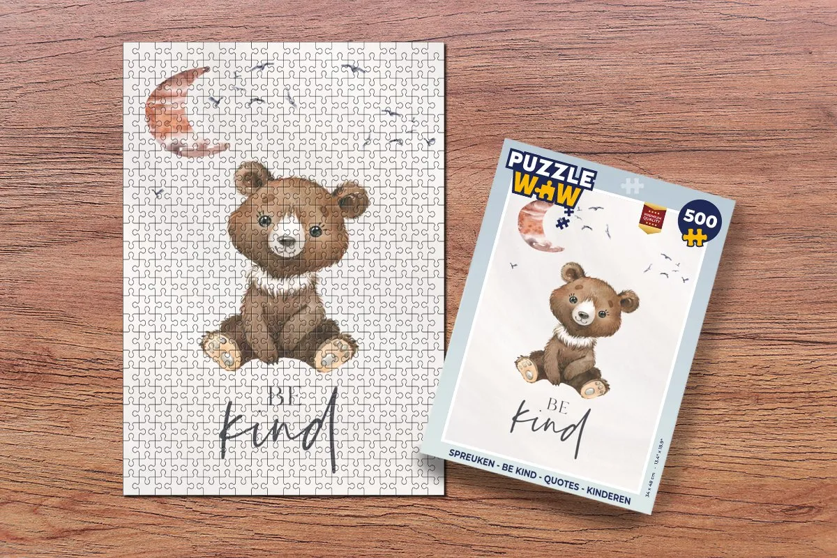 PuzzleWow Spreuken Teddybeer Legpuzzel 500 Stuks - Multicolor