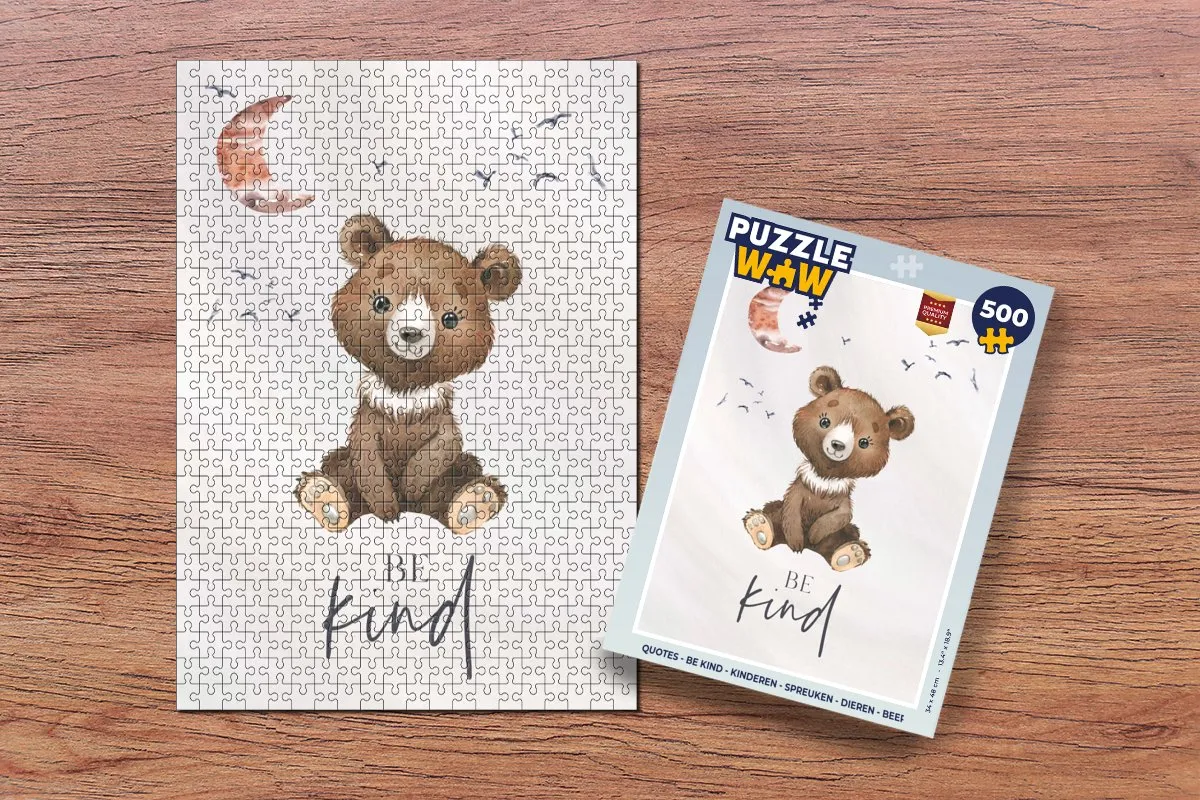 PuzzleWow Spreuken Teddybeer Legpuzzel 500 Stuks - Multicolor
