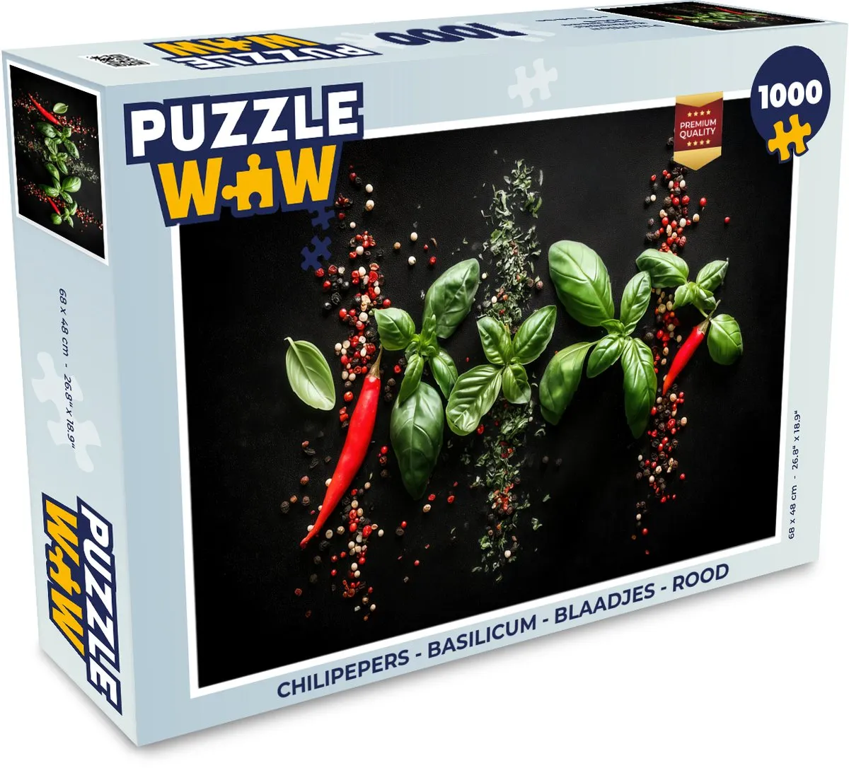 PuzzleWow Chilipepers & Blaadjes Legpuzzel 1000 Stuks - Rood