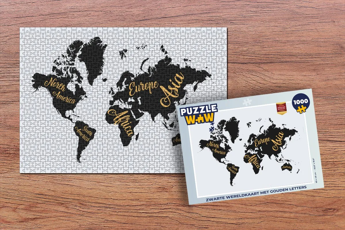 PuzzleWow Wereldkaart Letters Legpuzzel 1000 Stuks - Multicolor