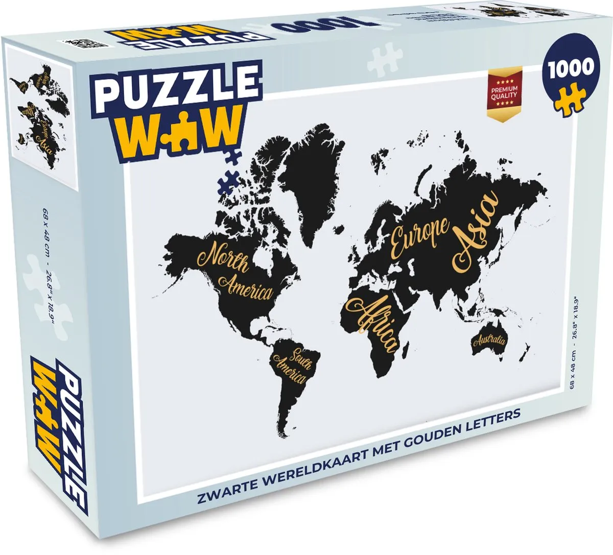 PuzzleWow Wereldkaart Letters Legpuzzel 1000 Stuks - Multicolor
