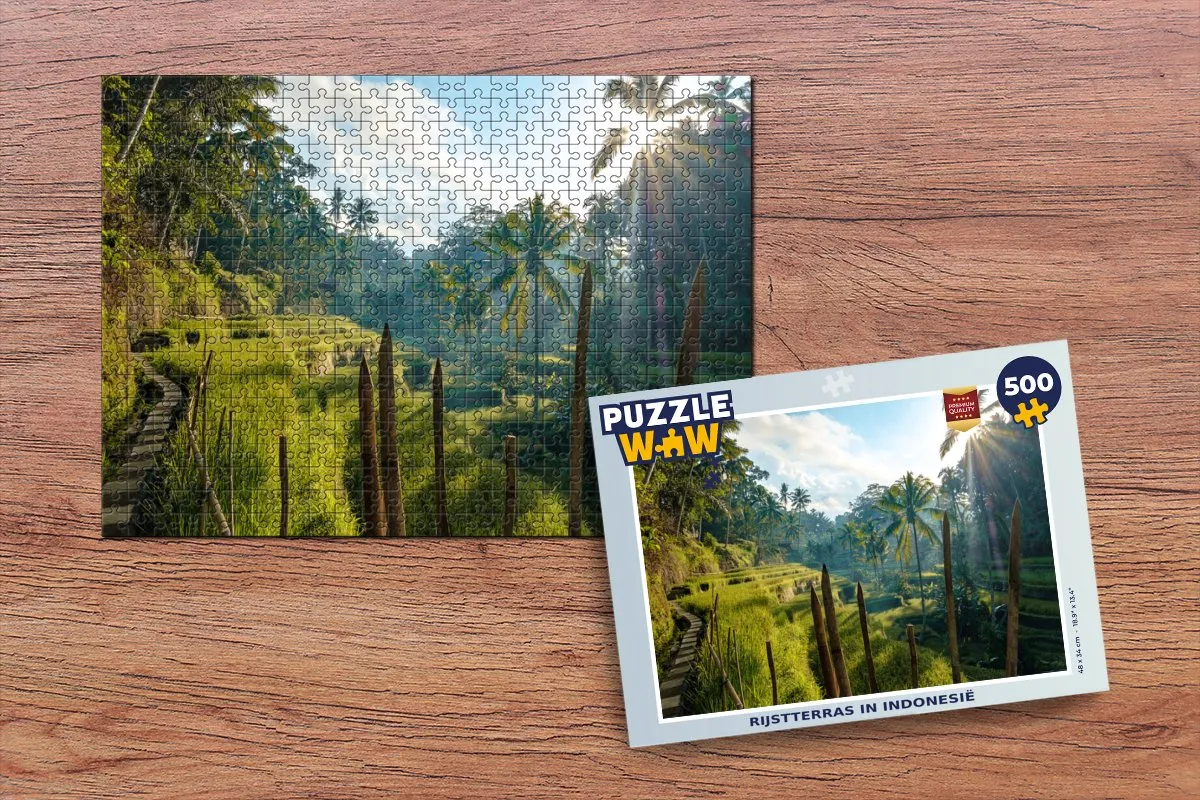 PuzzleWow Legpuzzel Rijstterras Indonesië 500 Stuks - Multicolor