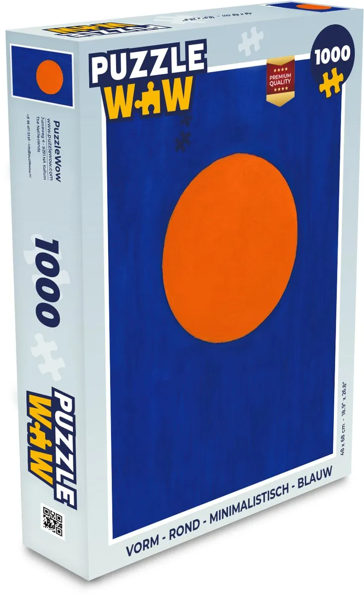 PuzzleWow Minimalistische Ronde Puzzel 1000 Stuks - Blauw