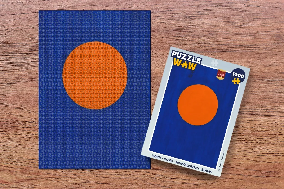 PuzzleWow Minimalistische Ronde Puzzel 1000 Stuks - Blauw