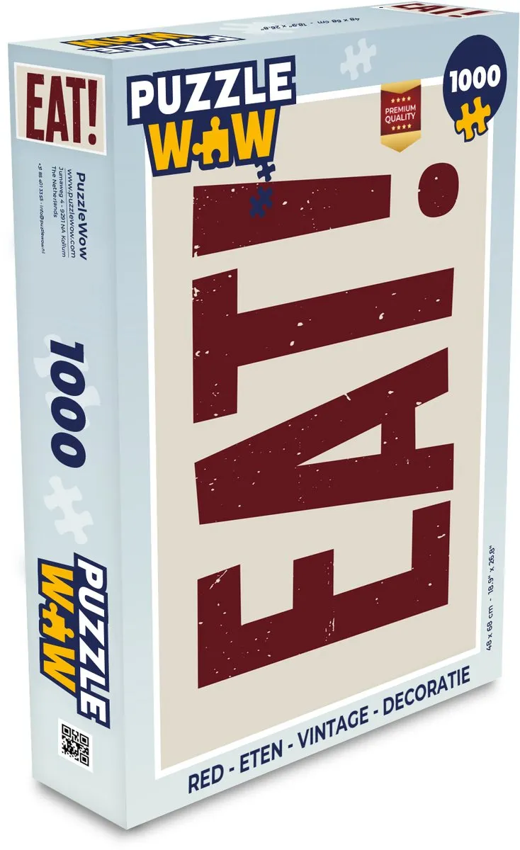 PuzzleWow Red Eten Legpuzzel 1000 Stuks - Vintage Decoratie