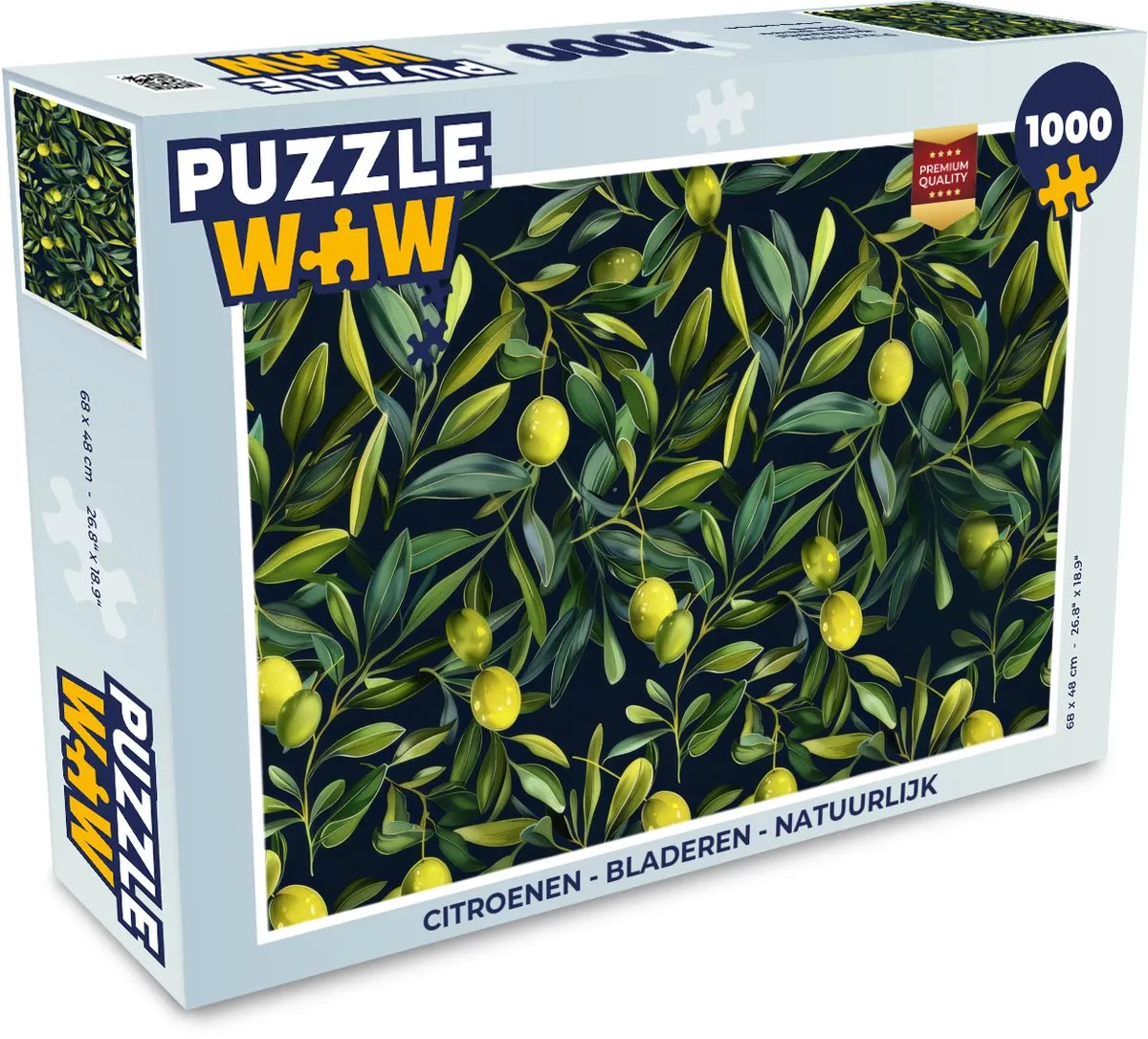PuzzleWow Citroenen & Bladeren Legpuzzel 1000 Stuks - Multicolor