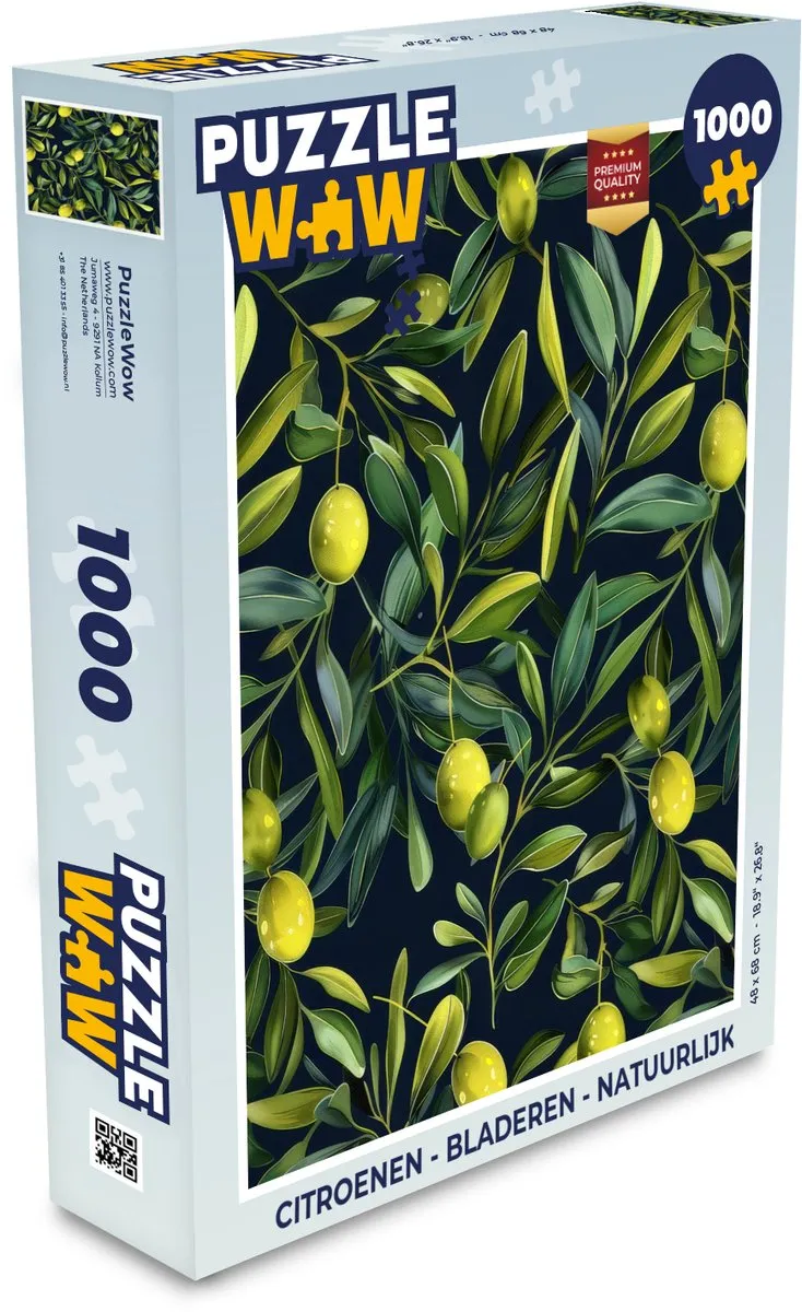 PuzzleWow Citroenen & Bladeren Legpuzzel 1000 Stuks - Multicolor