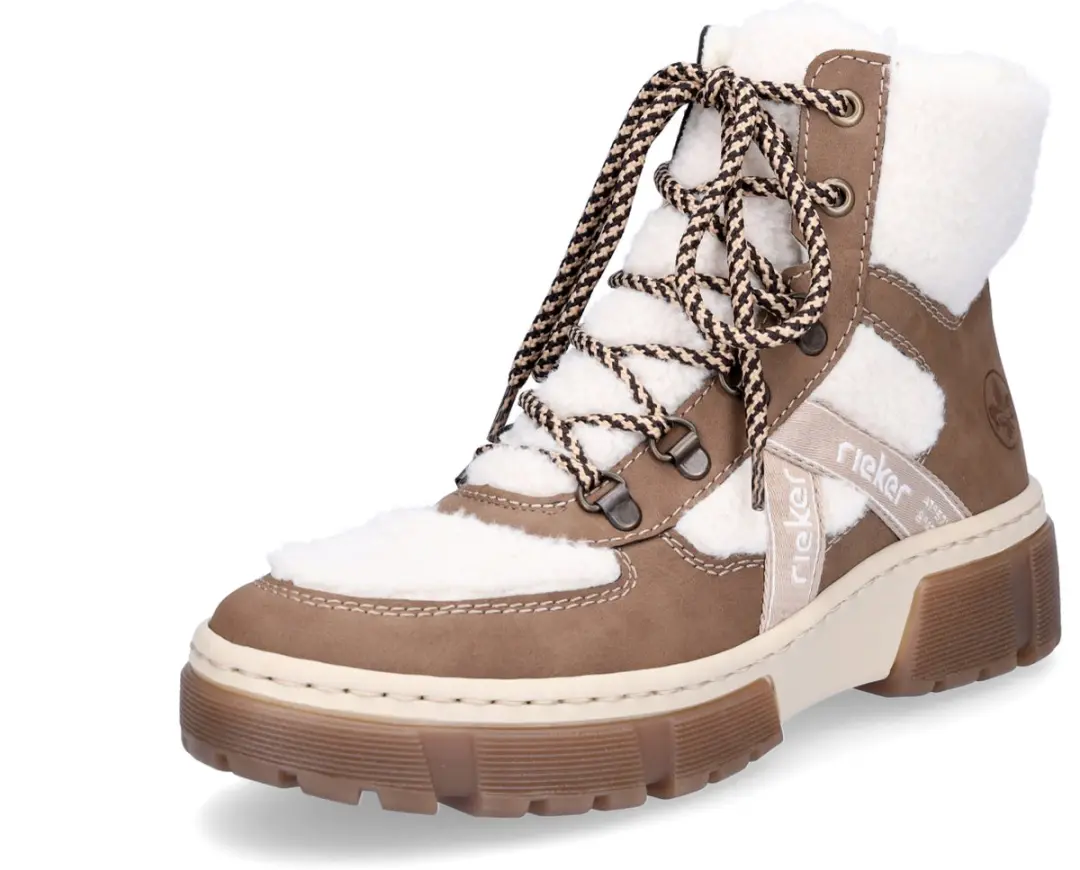 Rieker dames veterboot beige wit
