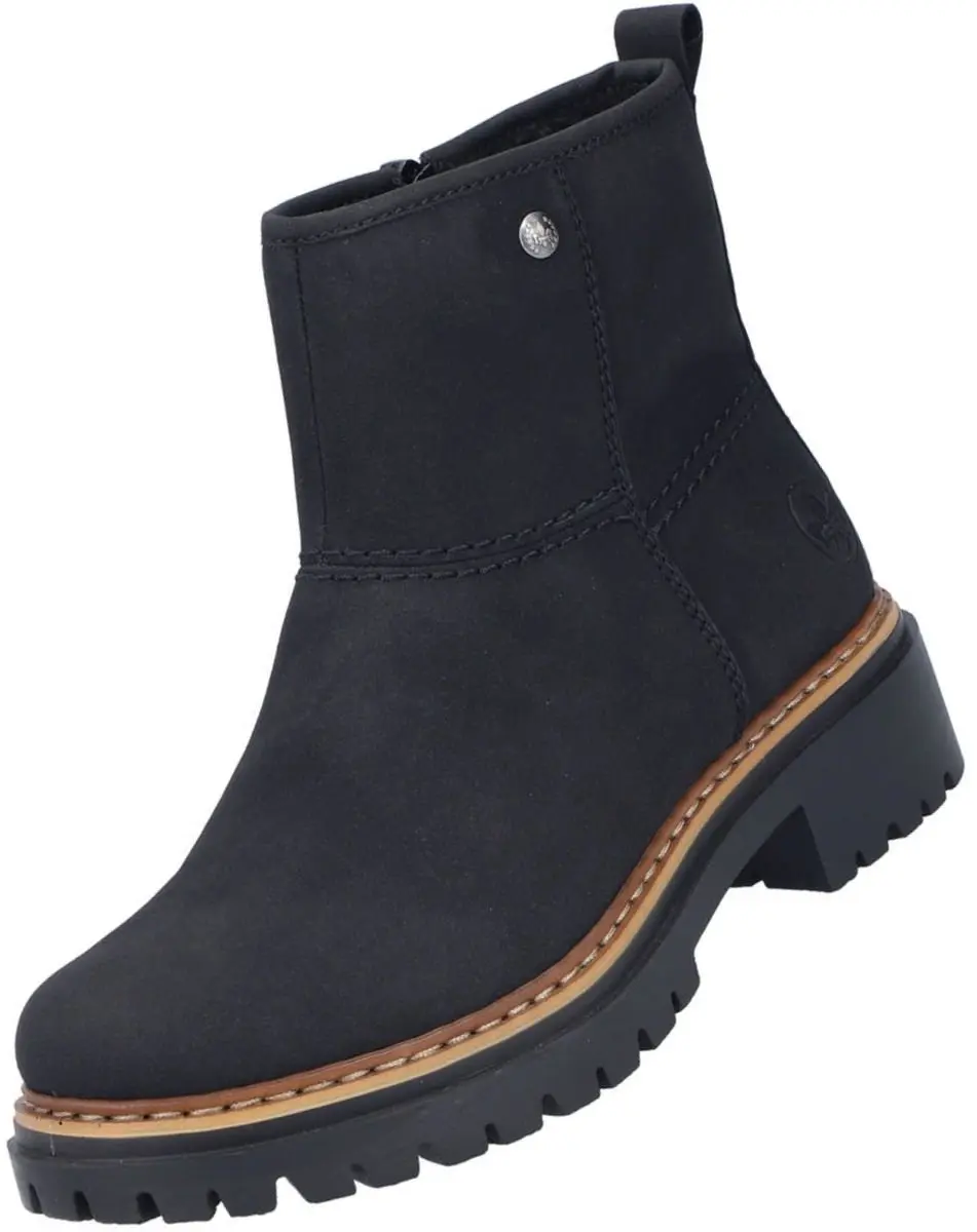 Rieker dames enkellaarsjes, gevoerd, zwart 72671-00