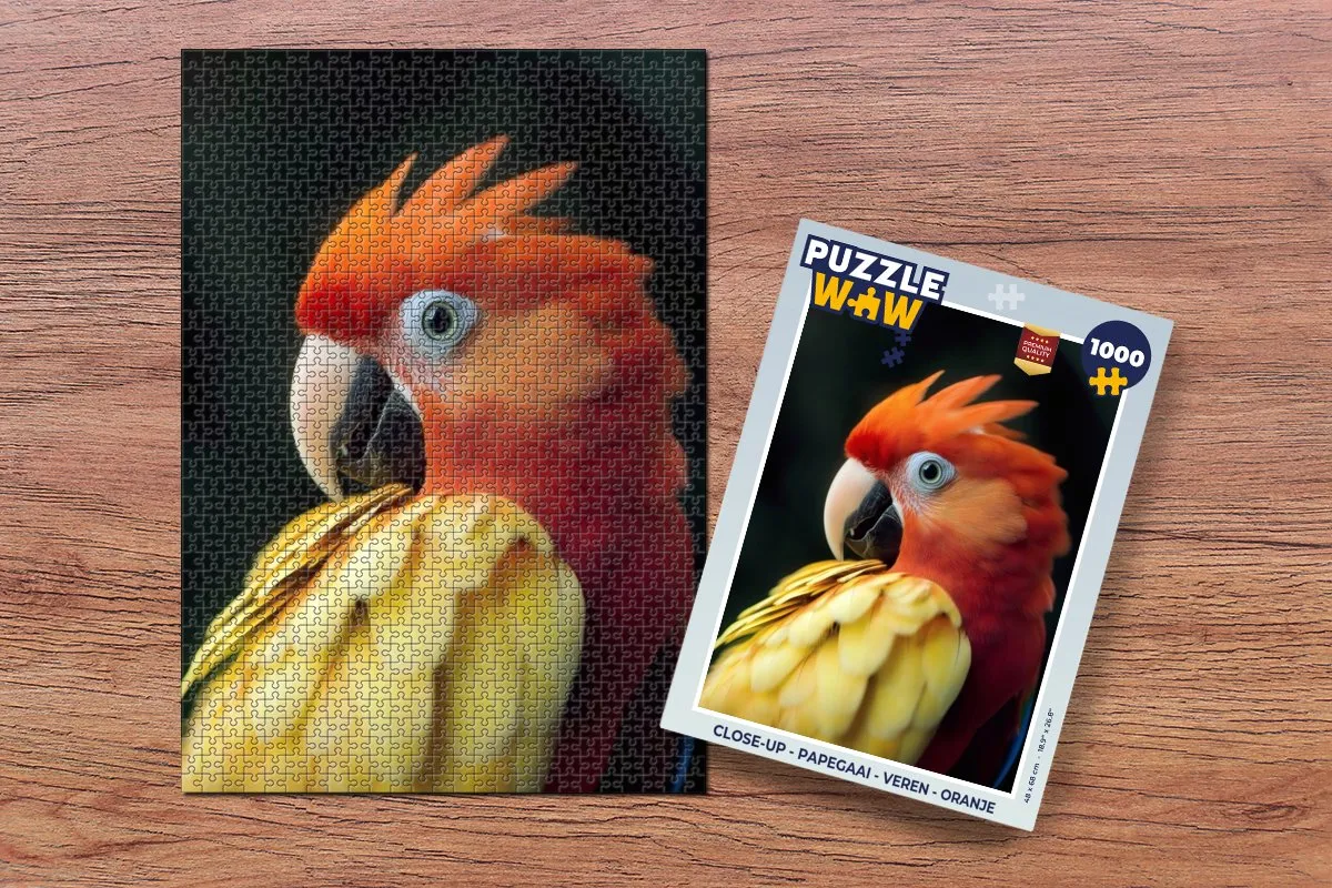 PuzzleWow Close-up Papegaai Legpuzzel 1000 Stuks - Oranje