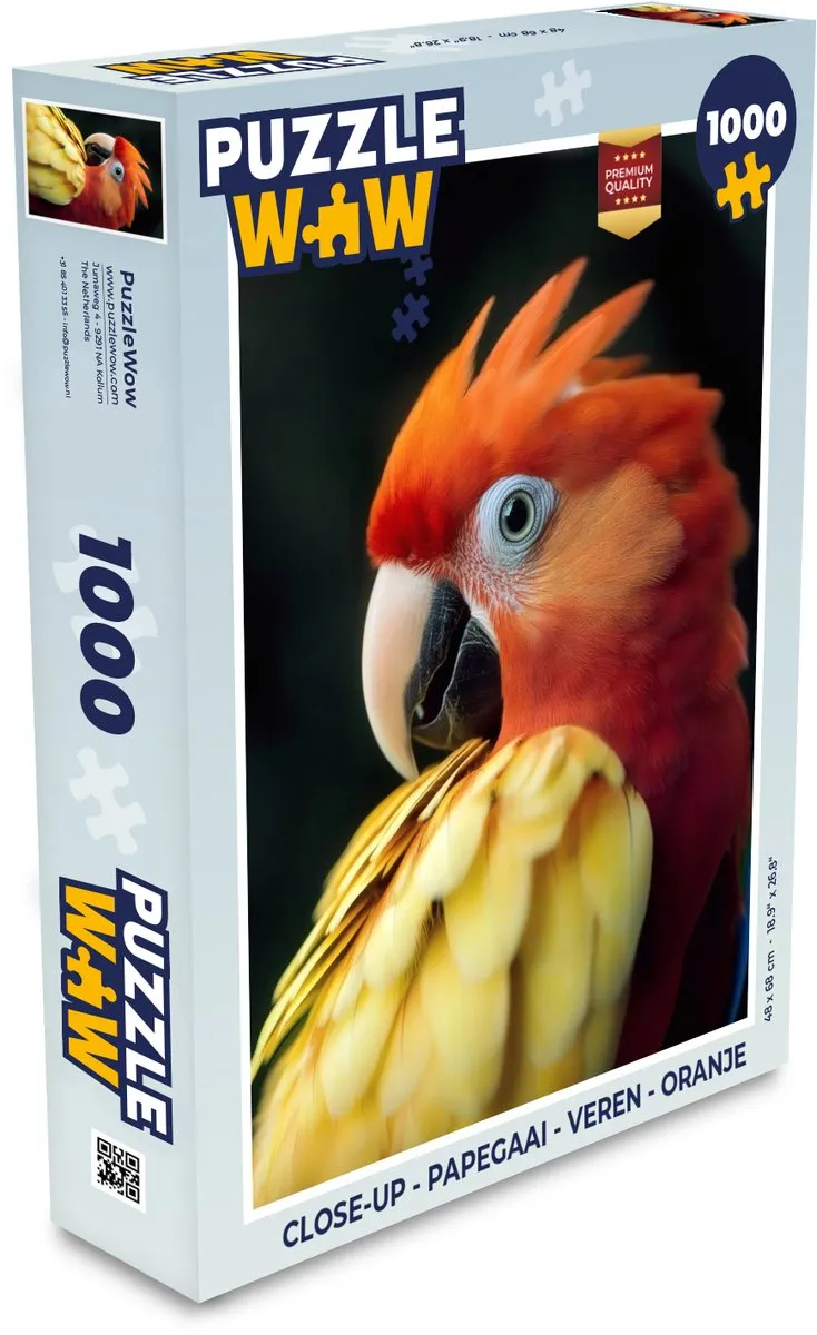 PuzzleWow Close-up Papegaai Legpuzzel 1000 Stuks - Oranje