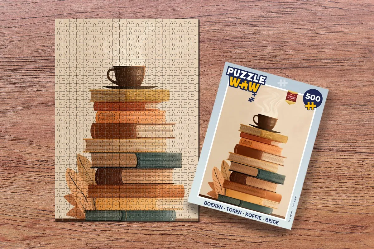 PuzzleWow Legpuzzel 500 Stuks - Toren Koffie Beige