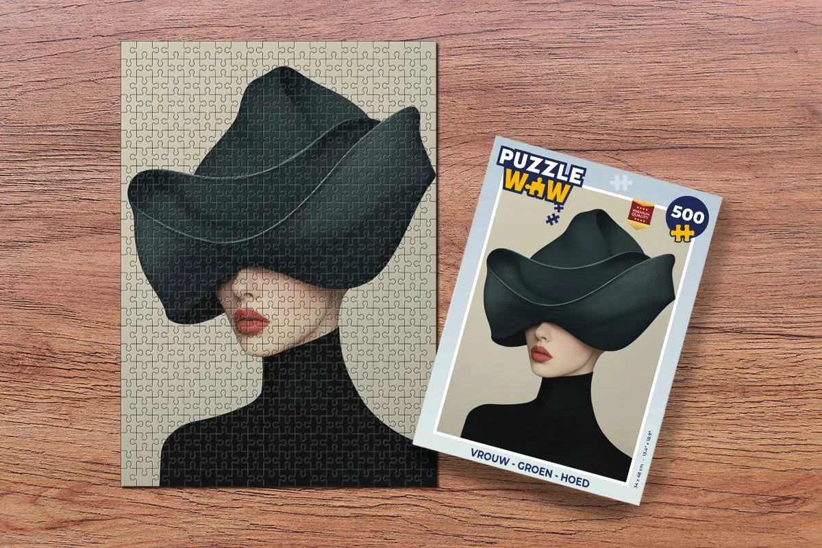 PuzzleWow Vrouw met Hoed Legpuzzel 500 Stuks - Groen