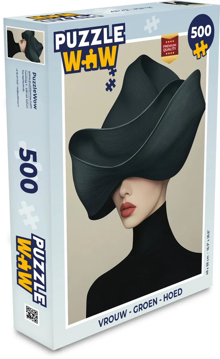 PuzzleWow Vrouw met Hoed Legpuzzel 500 Stuks - Groen
