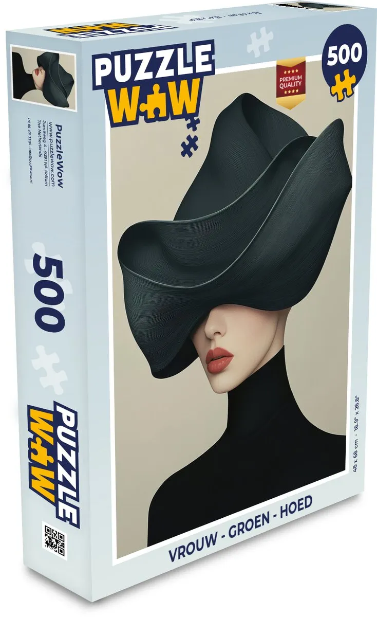 PuzzleWow Vrouw met Hoed Legpuzzel 500 Stuks - Groen