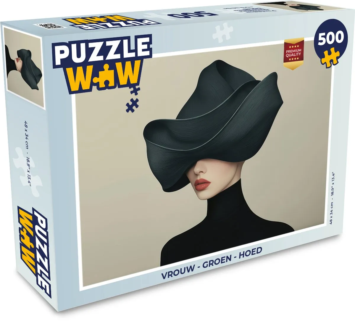 PuzzleWow Vrouw met Hoed Legpuzzel 500 Stuks - Groen