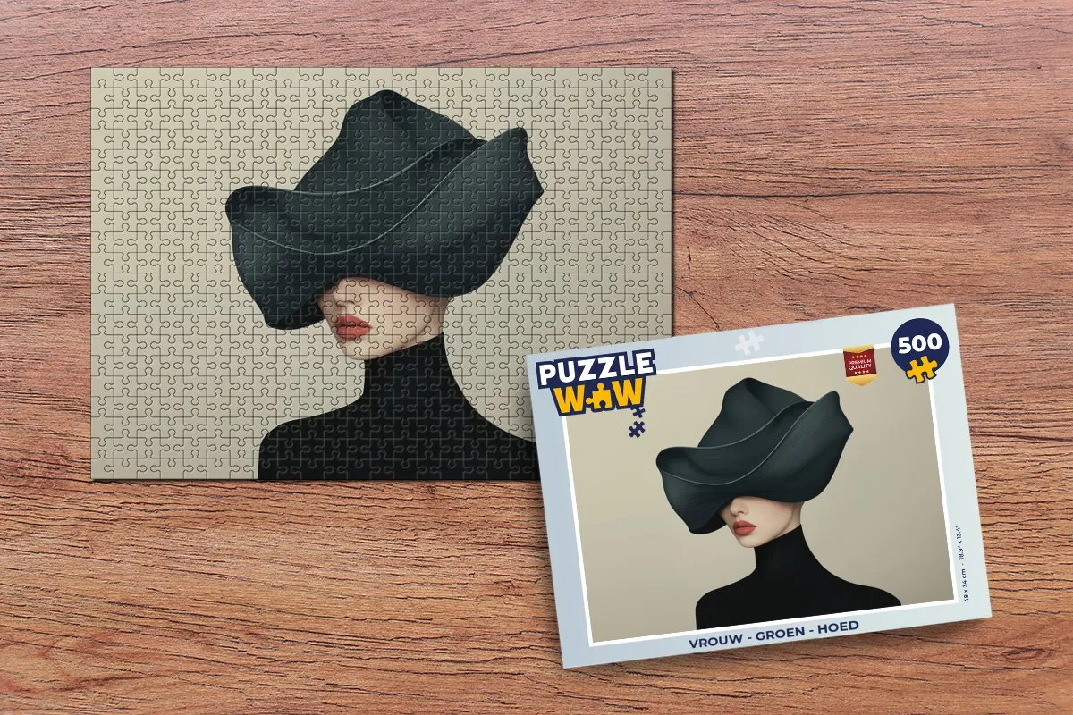 PuzzleWow Vrouw met Hoed Legpuzzel 500 Stuks - Groen