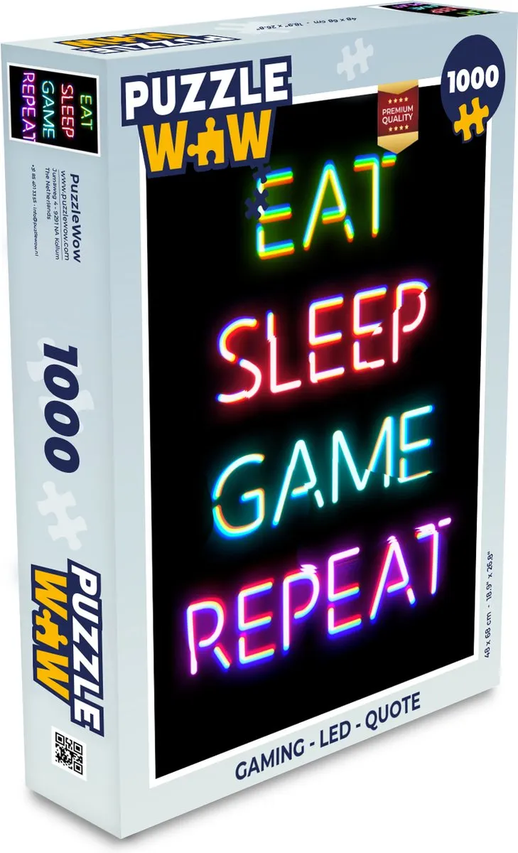 PuzzleWow Gaming Quote Legpuzzel 1000 Stuks - Multicolor