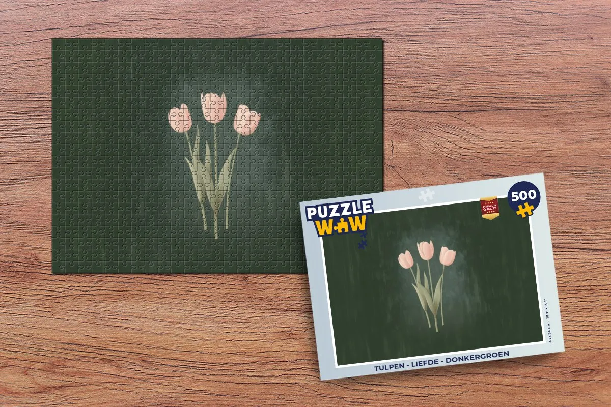 PuzzleWow Tulpen Liefde Legpuzzel 500 Stuks - Donkergroen