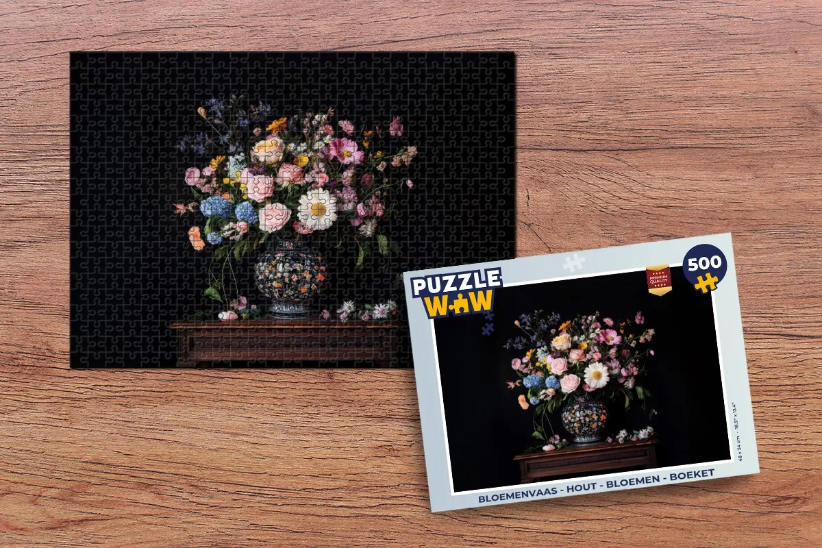 PuzzleWow Bloemenvaas Legpuzzel 500 Stuks - Bloemen Boeket