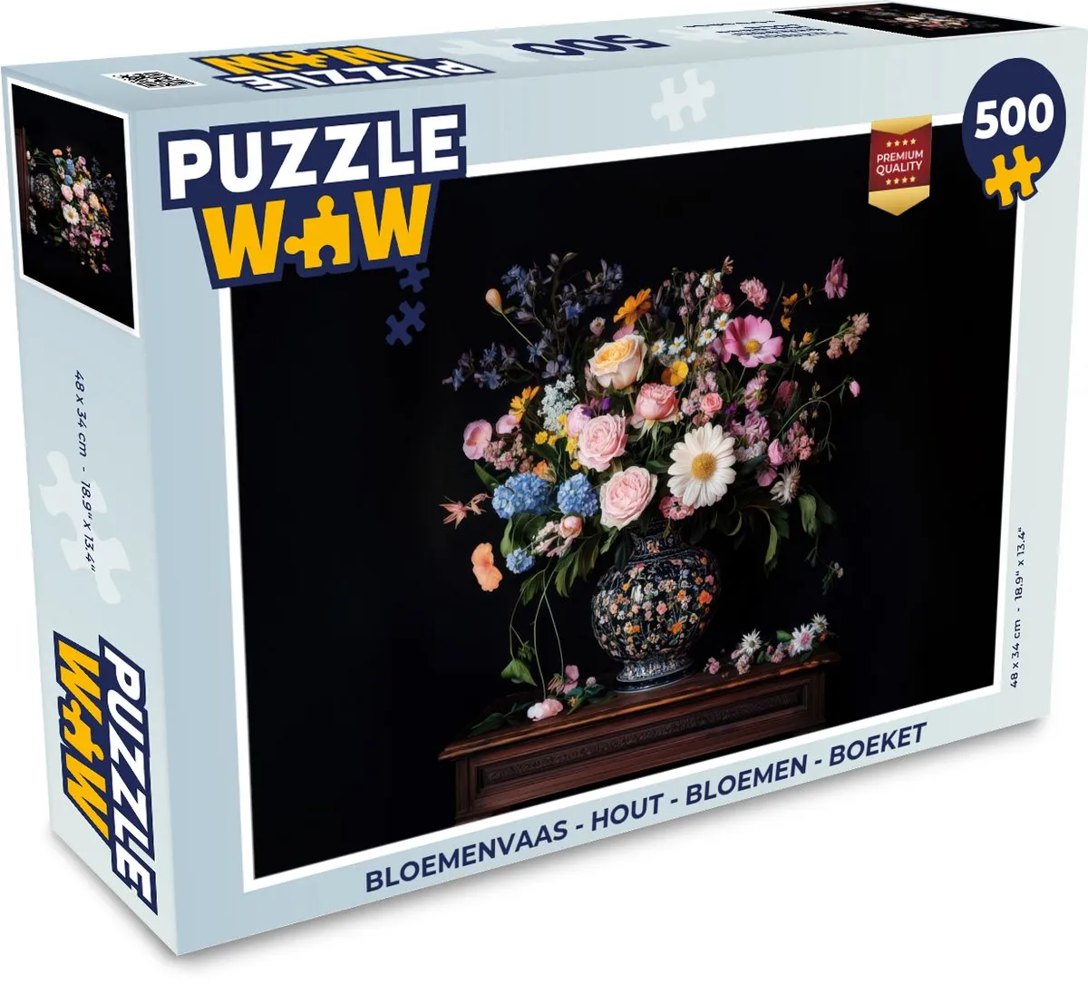 PuzzleWow Bloemenvaas Legpuzzel 500 Stuks - Bloemen Boeket