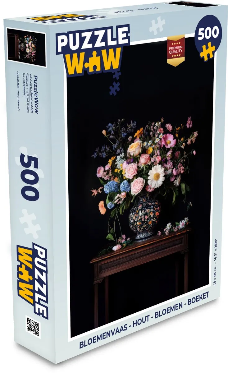 PuzzleWow Bloemenvaas Legpuzzel 500 Stuks - Bloemen Boeket