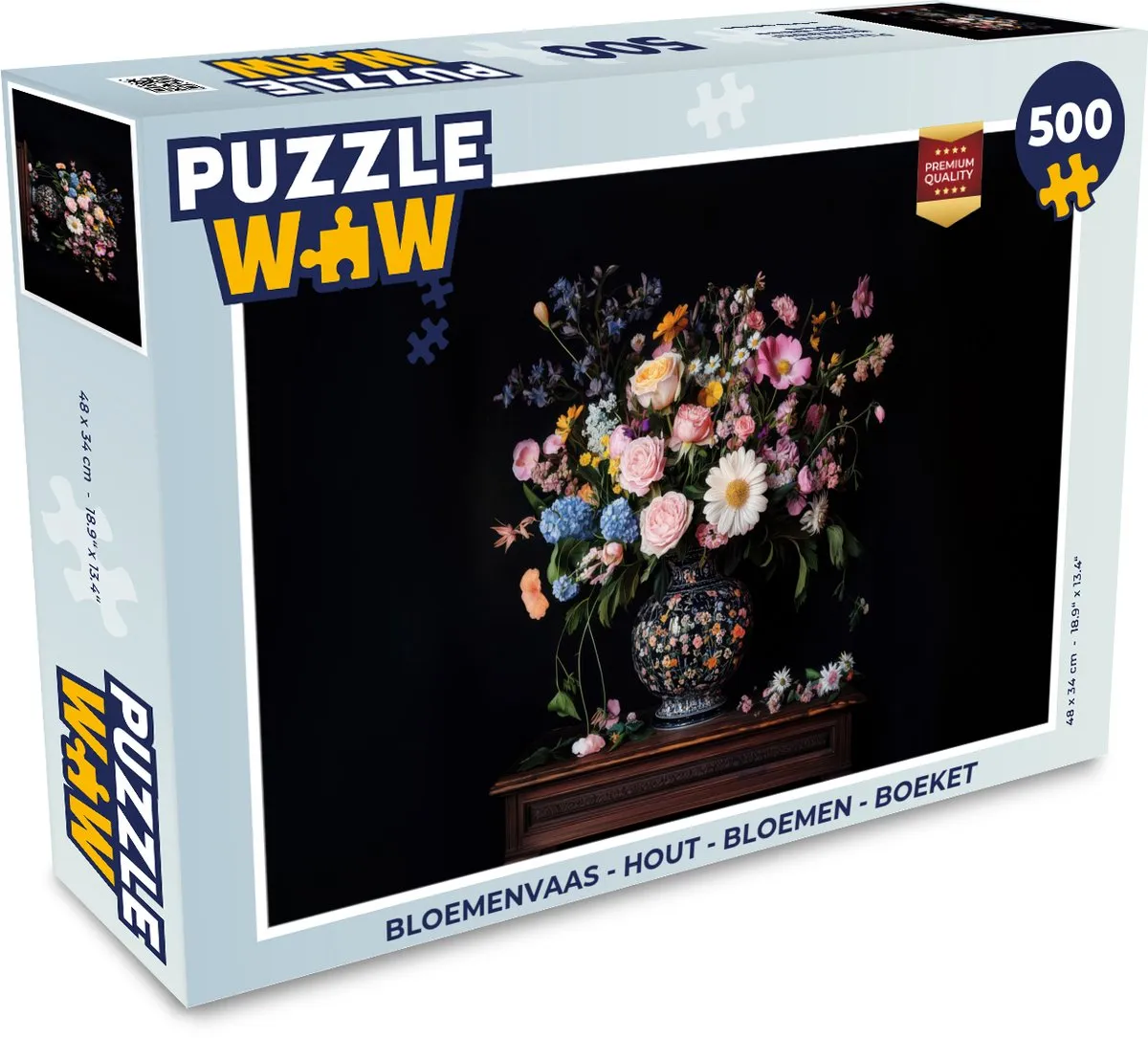 PuzzleWow Bloemenvaas Legpuzzel 500 Stuks - Bloemen Boeket