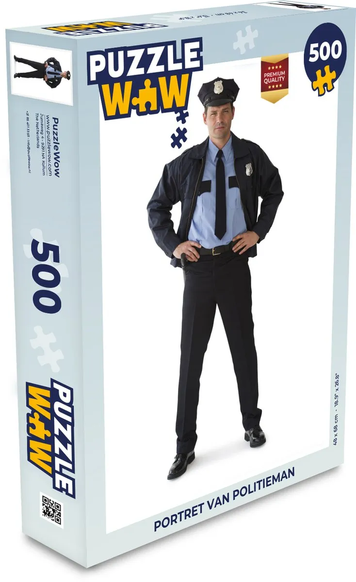 PuzzleWow Portret van politieman Legpuzzel 500 Stuks - Multicolor