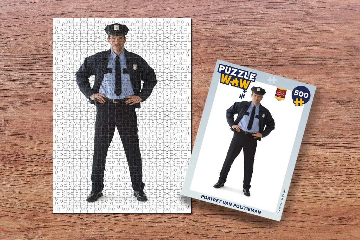 PuzzleWow Portret van politieman Legpuzzel 500 Stuks - Multicolor