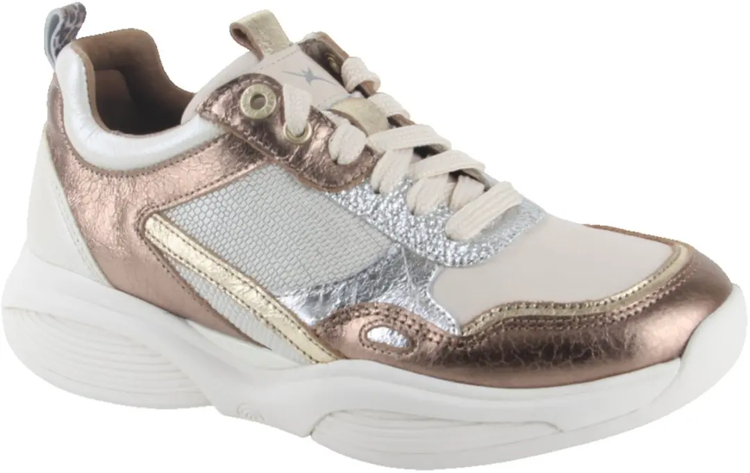 Xsensible bronzen leren dames sneakers