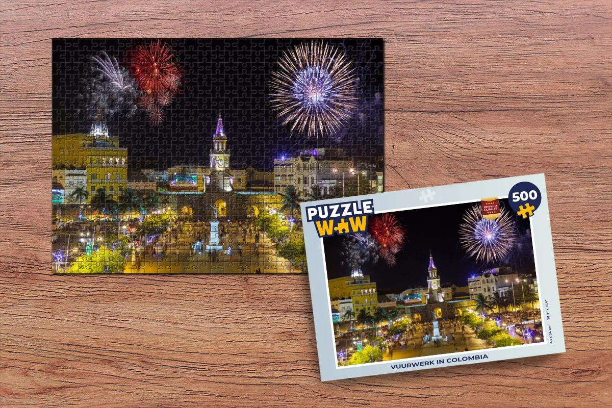 PuzzleWow Vuurwerk in Colombia Legpuzzel 500 Stuks - Multicolor
