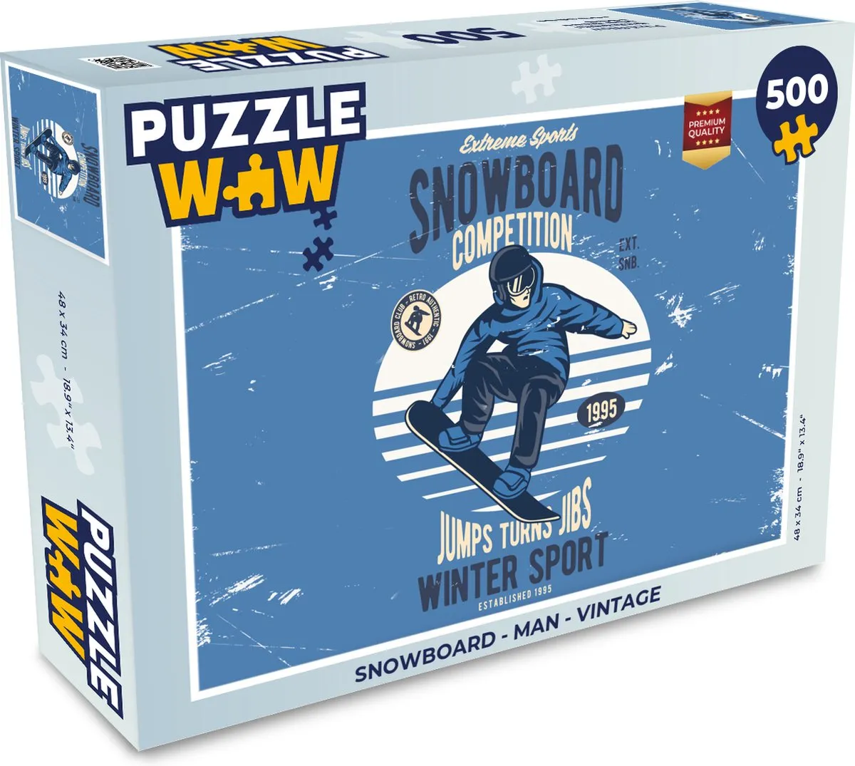PuzzleWow Snowboard Legpuzzel 500 Stuks - Multicolor