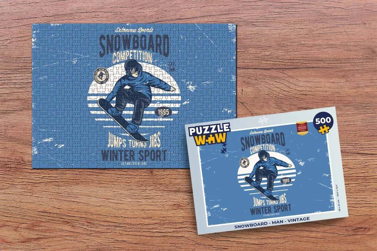 PuzzleWow Snowboard Legpuzzel 500 Stuks - Multicolor