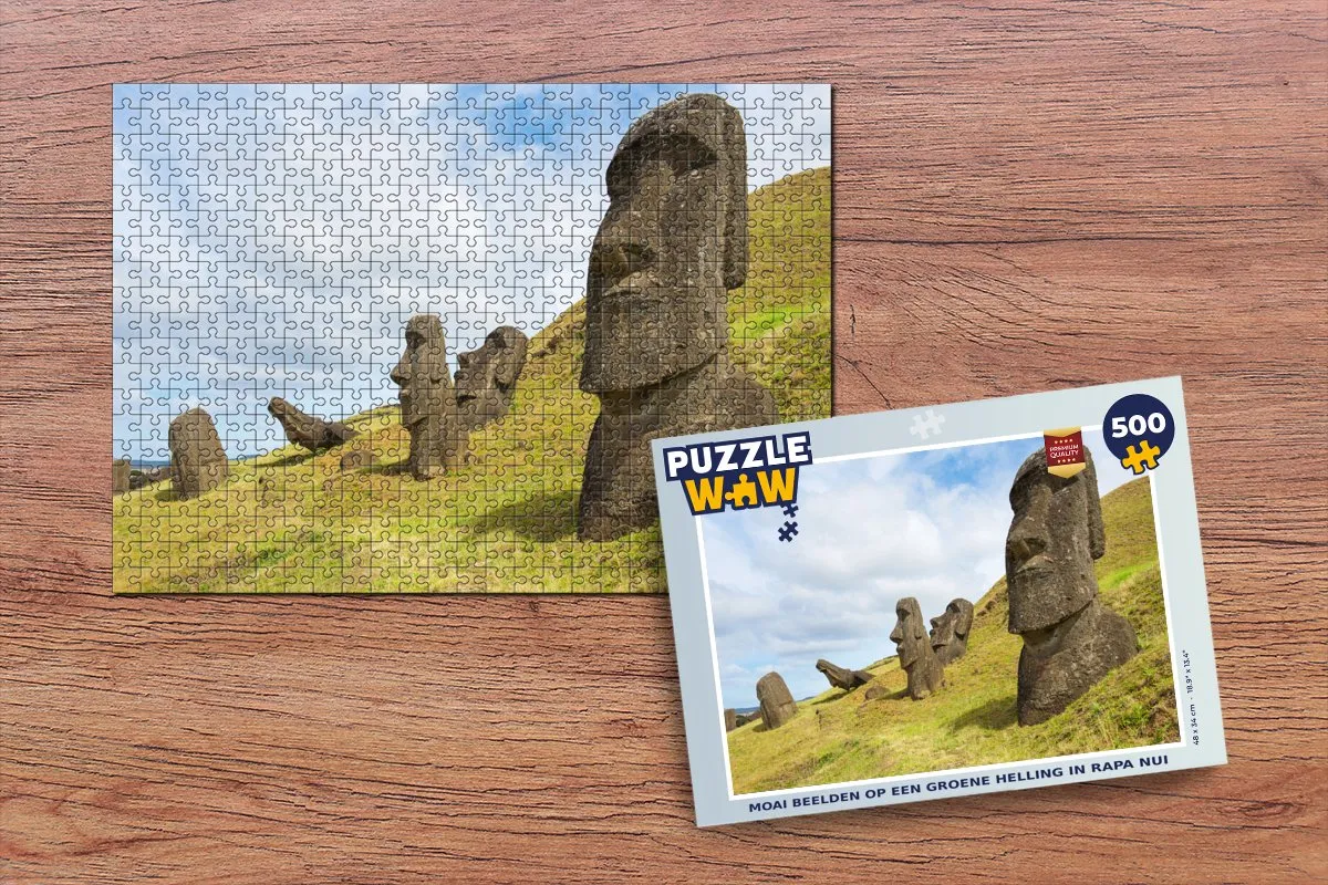 PuzzleWow Legpuzzel Moai Beelden Rapa Nui 500 Stuks - Multicolor