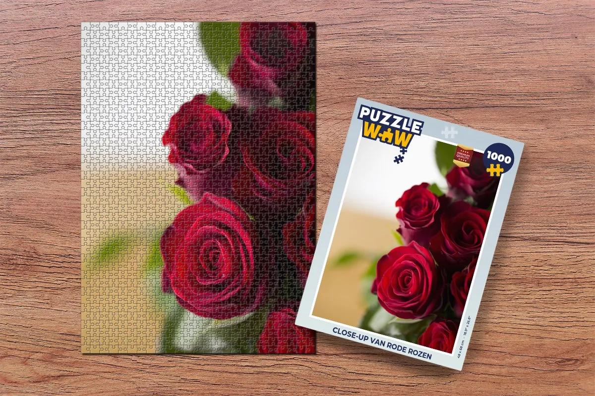PuzzleWow Legpuzzel 1000 Stuks - Rode Rozen - Multicolor