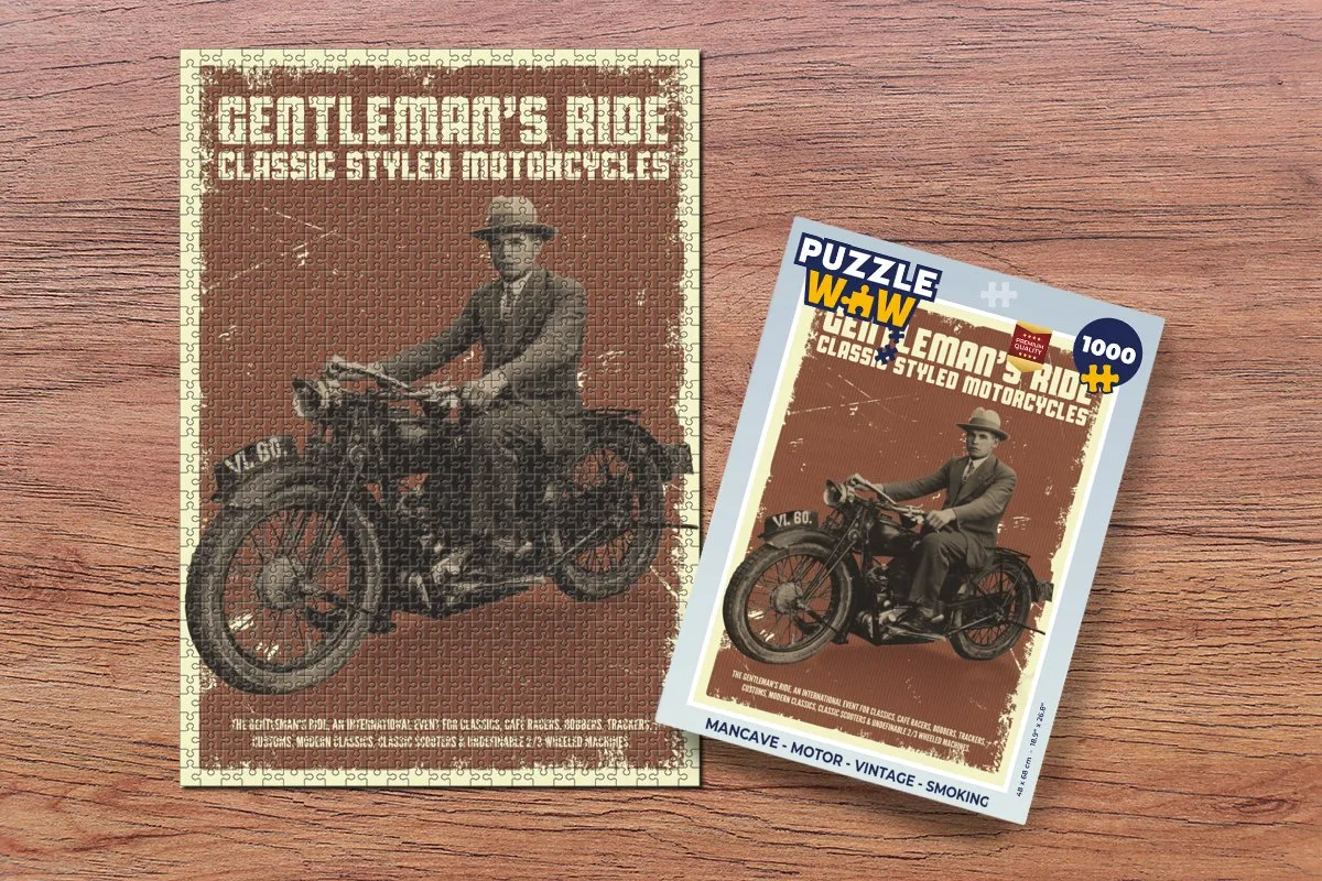 PuzzleWow Mancave Motor Vintage Legpuzzel 1000 Stuks - Multicolor