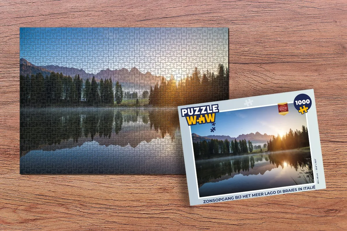 PuzzleWow Legpuzzel Lago di Braies 1000 Stuks - Multicolor
