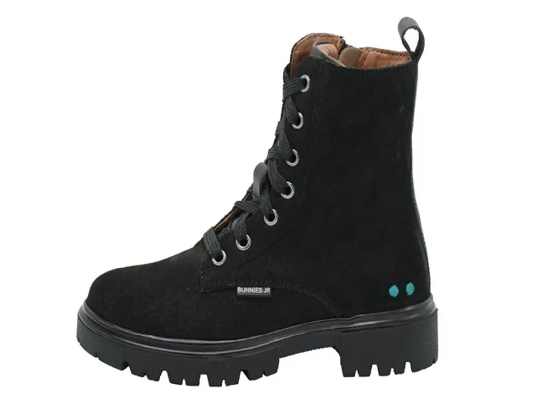 BunniesJR 225884-989 Meisjes Biker Boots - Zwart - Suède - Veters - afbeelding 2 van 4