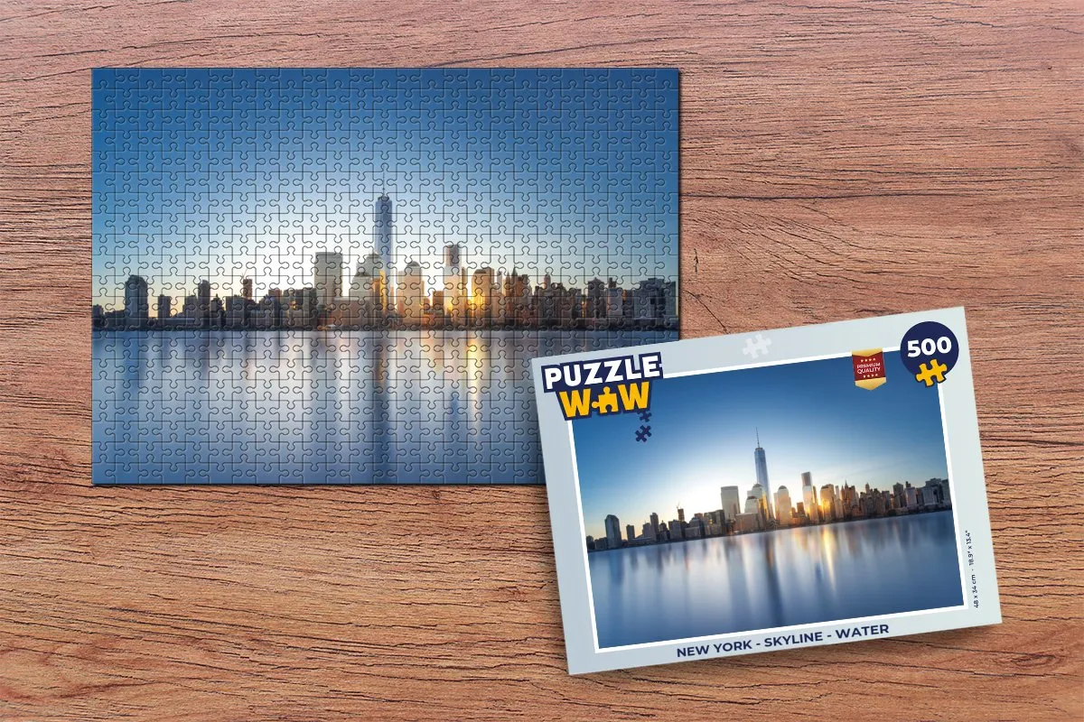 PuzzleWow New York Skyline Water Legpuzzel 500 Stuks - Multicolor