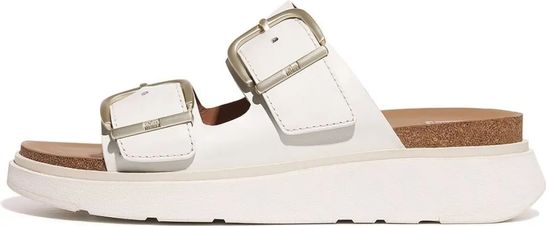 FitFlop FitFlop Gen-FF Buckle Two-Bar Leather Slides WIT