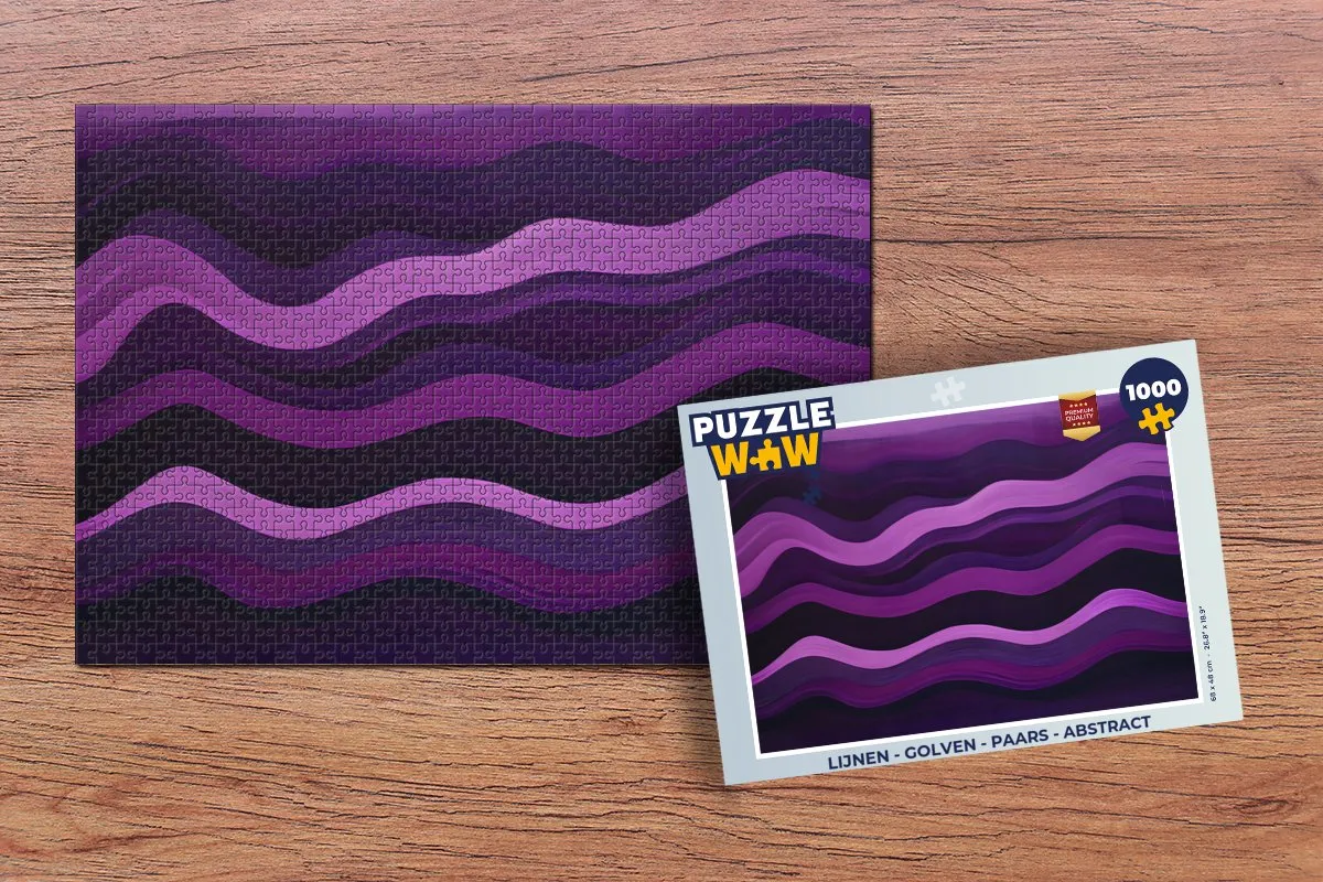 PuzzleWow Lijnen - Golven Abstract Legpuzzel 1000 Stuks - Paars