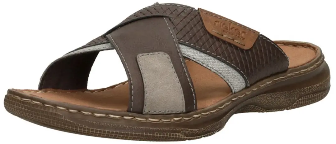 Rieker Erwan Slippers Imitatieleer - Grijs - Maat 46