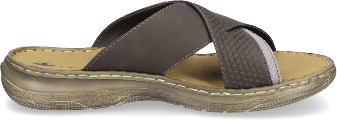 Rieker Erwan Slippers Imitatieleer - Grijs - Maat 46