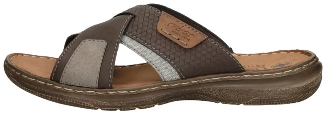 Rieker Erwan Slippers Imitatieleer - Grijs - Maat 46