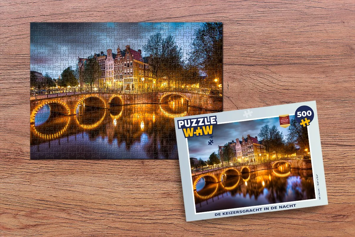 PuzzleWow De Keizersgracht in de nacht Legpuzzel 500 Stuks - Multicolor